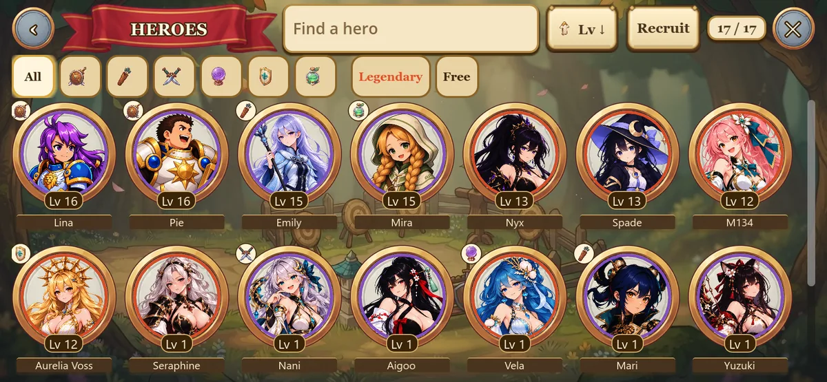 The Heroes hall: every hero as a round face in a painted medallion.