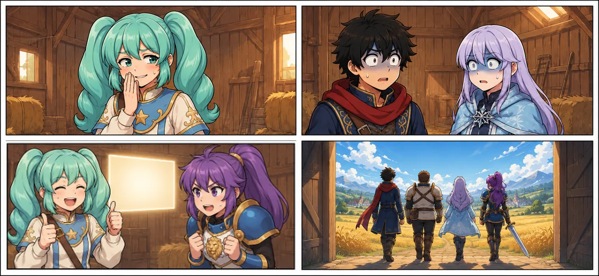 The four head out into their new world.