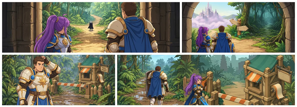 Lina and Pie reach a jungle toll post on the road to the next kingdom.